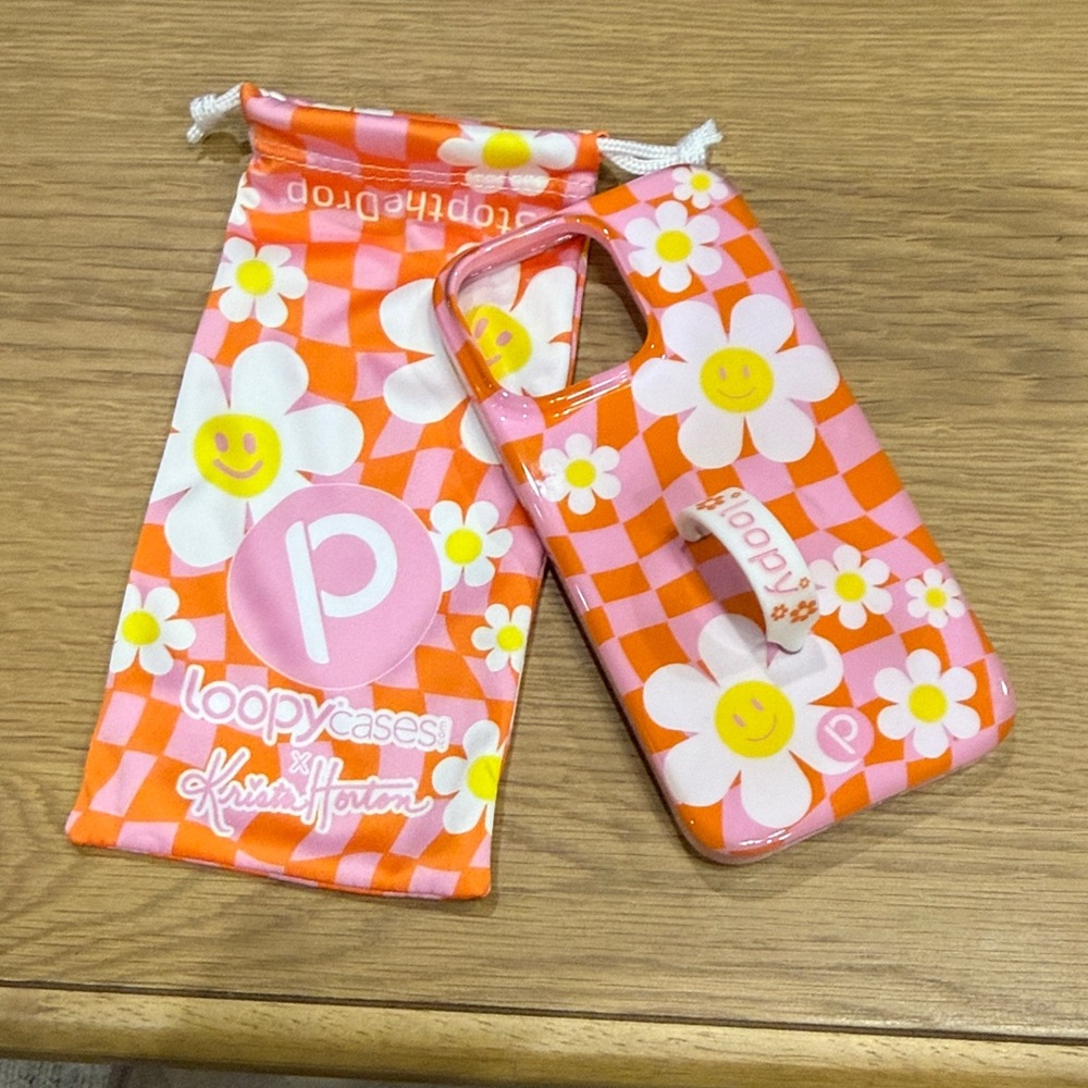 Loopy Case Orange and Pink Smiley Floral Kids Case